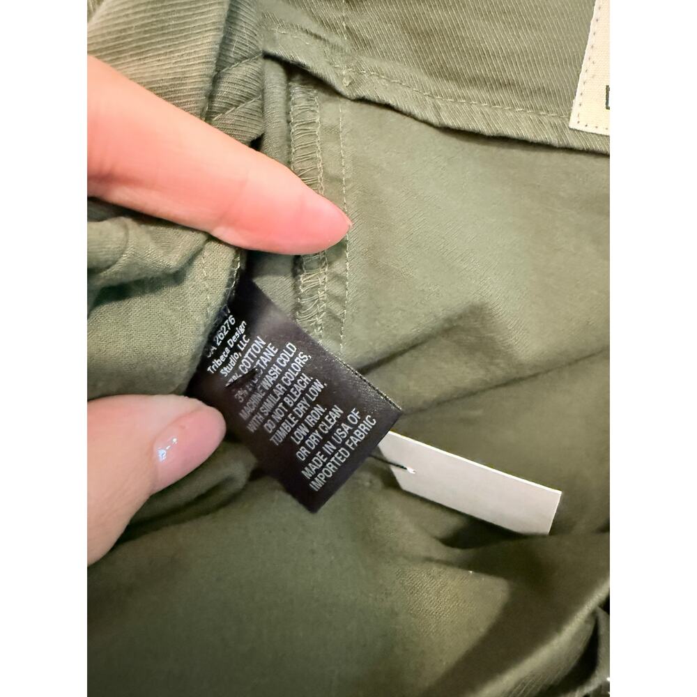 Nili Lotan 6 Olive Green Paris Pants $345 Drop Crotch Slouchy Cotton Cropped NWT - Picture 7 of 8